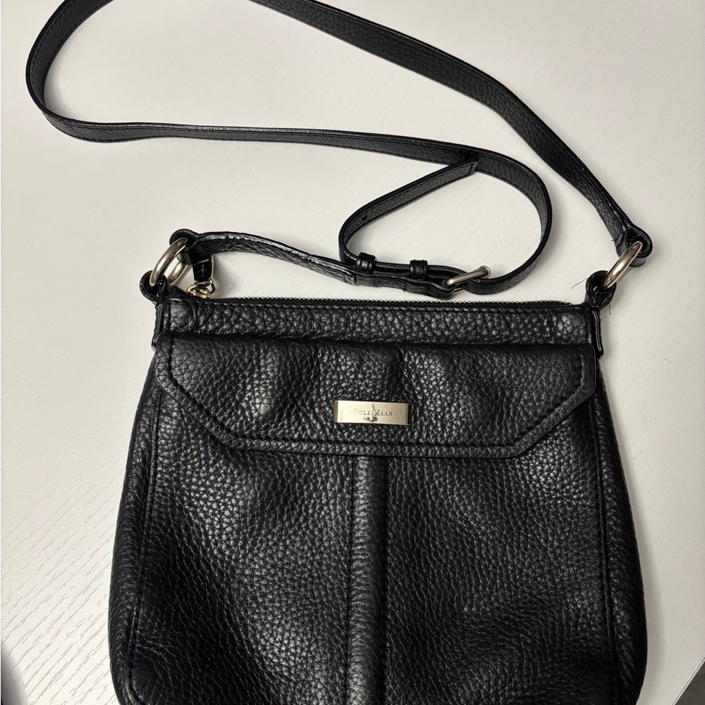 Cole Haan Black Textured Leather Crossbody Bag